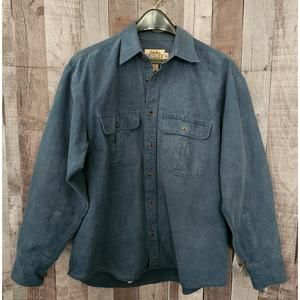 CABELA'S Blue Long Sleeve Deerskin Soft Chamois SHIRT SHACKET Men's Large Y2k